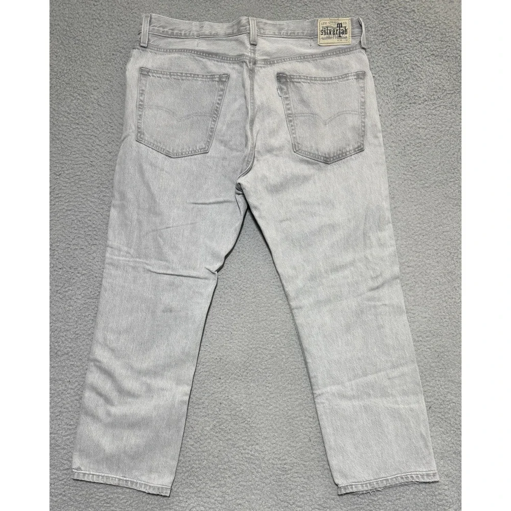 Levis SilverTab Straight Leg Jeans Gray Mens Size 36x26 100% Cotton